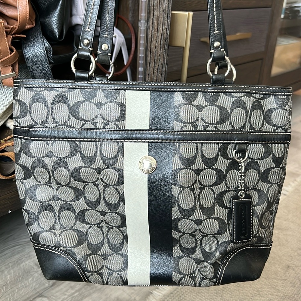 Coach Heritage Stripe Signature Leather Handbag J0978-F14477